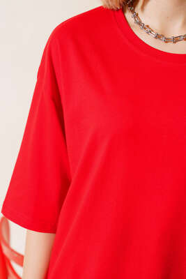 Basıc Oversize T-Shirt Kırmızı - Thumbnail