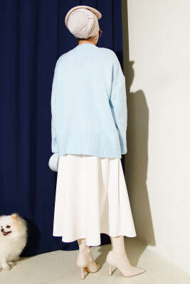 Basic Oversize Triko Tunik Bebe Mavi - Tunik