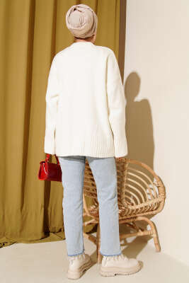 Basic Oversize Triko Tunik Ekru - Tunik