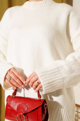 Basic Oversize Triko Tunik Ekru - Tunik
