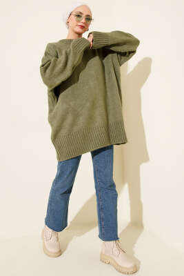 Basic Oversize Triko Tunik Haki - 300-500 TL Ürünler