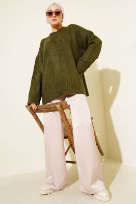 Basic Oversize Triko Tunik Haki - Tunik