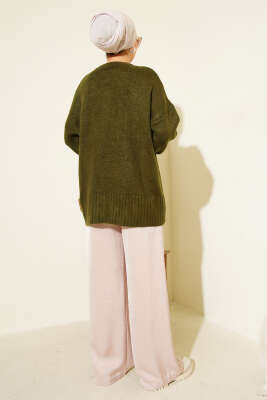 Basic Oversize Triko Tunik Haki - Tunik