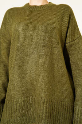Basic Oversize Triko Tunik Haki - Tunik