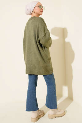 Basic Oversize Triko Tunik Haki - Tunik