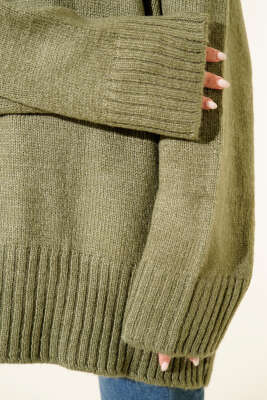 Basic Oversize Triko Tunik Haki - Tunik