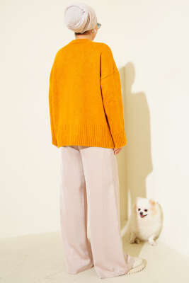 Basic Oversize Triko Tunik Hardal - Tunik