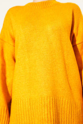 Basic Oversize Triko Tunik Hardal - Tunik