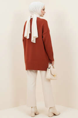 Basic Oversize Triko Tunik Kiremit - Triko Tunik