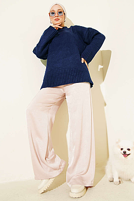 Basic Oversize Triko Tunik Lacivert - 300-500 TL Ürünler