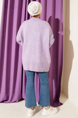 Basic Oversize Triko Tunik Lila - Tunik