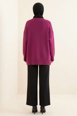 Basic Oversize Triko Tunik Menekşe - Triko Tunik