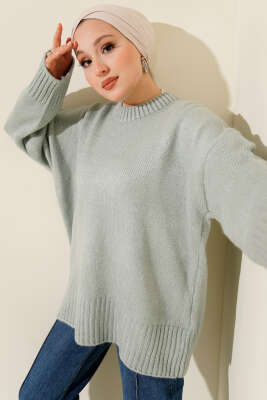 Basic Oversize Triko Tunik Mint - Tunik