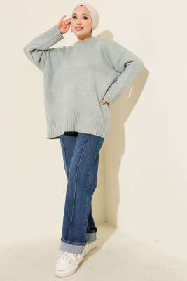 Basic Oversize Triko Tunik Mint - Tunik