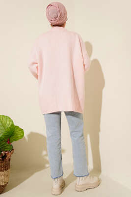 Basic Oversize Triko Tunik Pudra - Tunik