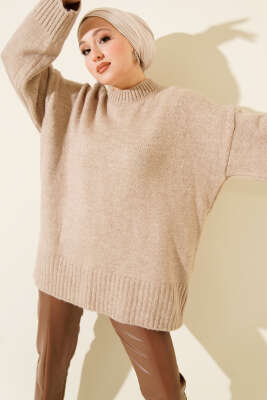 Basic Oversize Triko Tunik Taş 