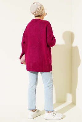 Basic Oversize Triko Tunik Vişne - Tunik