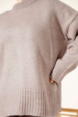 Basic Oversize Triko Tunik Vizon - Tunik