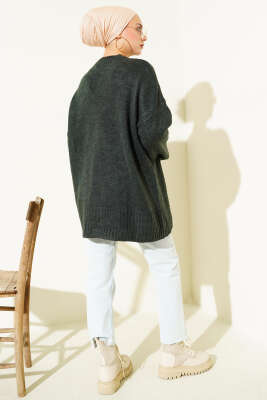 Basic Oversize Triko Tunik Zümrüt - Tunik