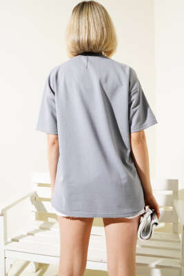 Basic Oversize Tshirt Gri - Kadın Giyim Modelleri