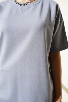 Basic Oversize Tshirt Gri - Kadın Giyim Modelleri