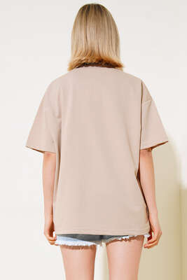 Basic Oversize Tshirt Latte - Kadın Giyim Modelleri