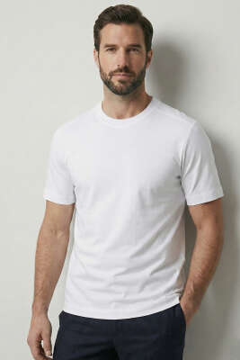 Basic Pamuk Erkek T-shirt Beyaz 