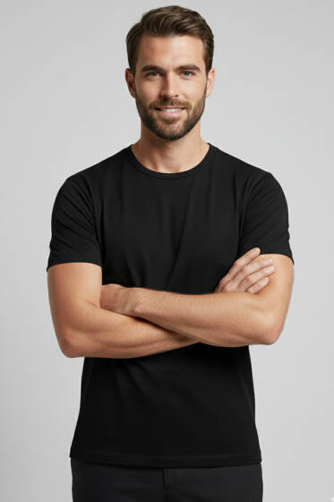 Basic Pamuk Erkek T-shirt Siyah - Erkek T-shirt