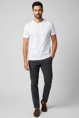 Basic Pamuklu Erkek T-shirt Beyaz - Erkek T-shirt