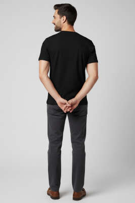 Basic Pamuklu Erkek T-shirt Siyah - Erkek Siyah Tişört