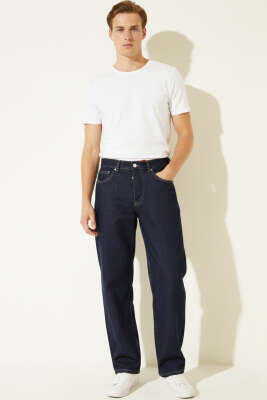 Basic Regular Fit Erkek Kot Pantolon Lacivert - Erkek Pantolon