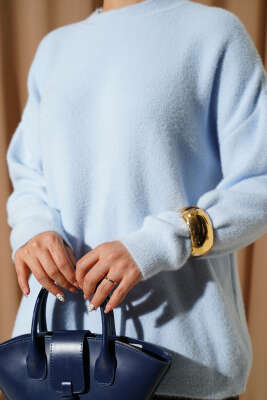 Basic Sakallı Triko Tunik Bebe Mavi - Tunik