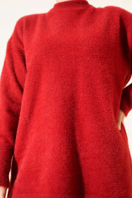 Basic Sakallı Triko Tunik Bordo - Tunik