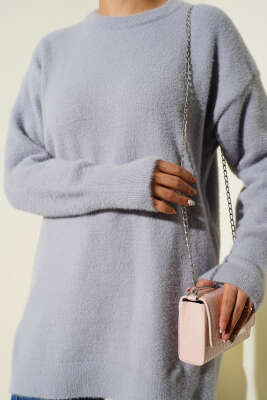 Basic Sakallı Triko Tunik Gri - Tunik