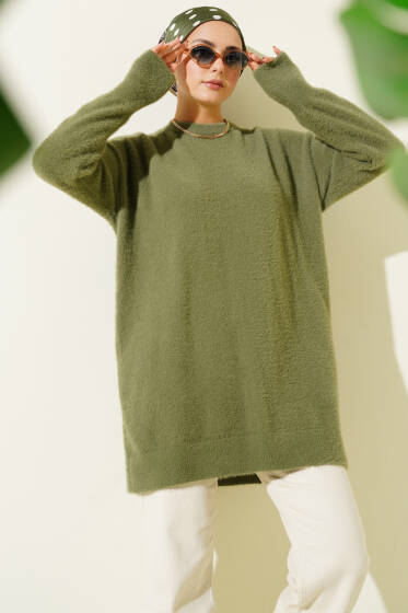 Basic Sakallı Triko Tunik Haki - Tunik