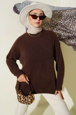 Basic Sakallı Triko Tunik Kahve - Tunik