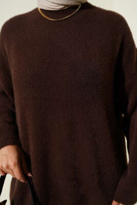 Basic Sakallı Triko Tunik Kahve - Tunik