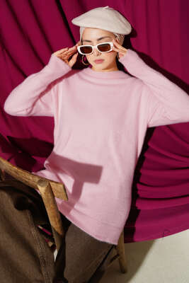 Basic Sakallı Triko Tunik Pembe - ARISOY