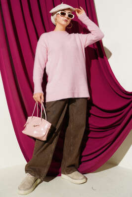 Basic Sakallı Triko Tunik Pembe - Tunik