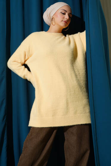Basic Sakallı Triko Tunik Sarı - Tunik
