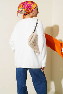 Basic Sakallı Yumoş Triko Tunik Ekru - Tunik