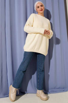 Basic Sakallı Yumoş Triko Tunik Lime - Tunik