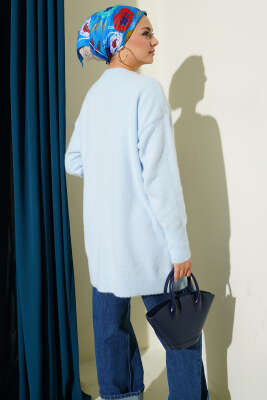 Basic Sakallı Yumoş Triko Tunik Mavi - Tunik