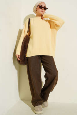 Basic Sakallı Yumoş Triko Tunik Sarı - Tunik