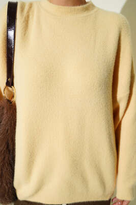 Basic Sakallı Yumoş Triko Tunik Sarı - Tunik