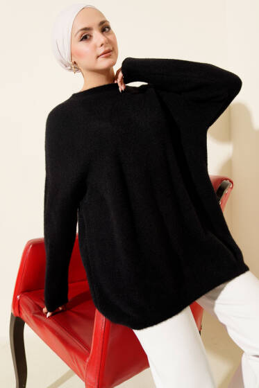 Basic Sakallı Yumoş Triko Tunik Siyah - Günün Seçilenleri