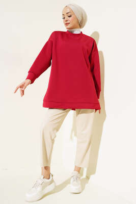 Basic Scuba Sweatshirt Bordo - Tunik