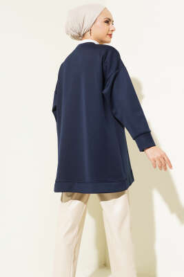 Basic Scuba Sweatshirt Lacivert - Tunik