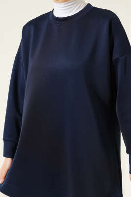 Basic Scuba Sweatshirt Lacivert - Tunik