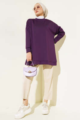 Basic Scuba Sweatshirt Mor - Tunik